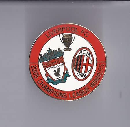 2005 Champions League Final Winners Badge (Liverpool v AC Milan) (RED).